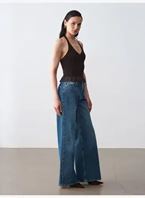 Dilvin 10868 Dantel Detaylı Halter Yaka Triko Bluz