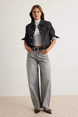 TRENDYOLMİLLA Gri %100 Pamuk Normal Bel Baggy Jeans TWOAW27JE00139