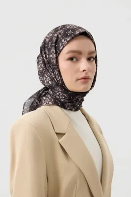 QEF Pamuk Eşarp Medallion Kahve