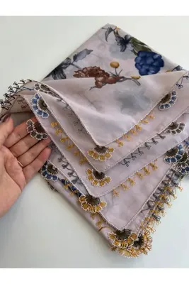 REYYAN El Işi Iğne Oyalı Yazma/iğne Oyası/iğne Işi Yemeni/el Işi Tülbent/baş Örtüsü