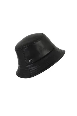 Mumcu's Leather Siyah Şapka Hakiki Koyun Derisi Bucket Balıkçı Kova Beresi