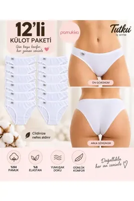 Tutku 12'li Beyaz Bikini Külot