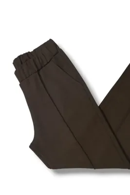 Özbey Giyim Kadın Likralı Pantolon Koyu Kahverengi Beli Lastikli Diz Yapmaz Örme Çelik-interlok Penye Kumaş Cepli Fitil Dikişli