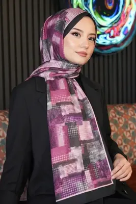 AFVENTE Kare Desen Şarabi Soft Pamuk Şal