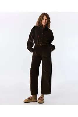Twist ÖRGÜ KEMERLİ KADİFE PANTOLON