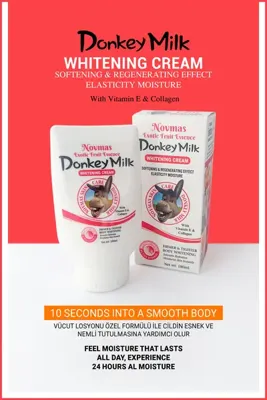 Nera Classy Donkey Milk Whitening Cream, 180ml Gerçek Eşek Sütü Beyazlatıcı Vücut Losyonu 24 Saat Etkili