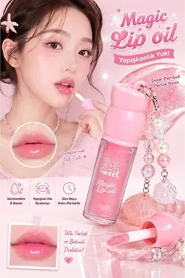 NUNUKO Charmlı Magic Lip Oil - Deniz Kabuklu Parlak Lip Gloss – Anahtarlıklı Nemlendirici Işıltılı Dudak Parlatıcısı