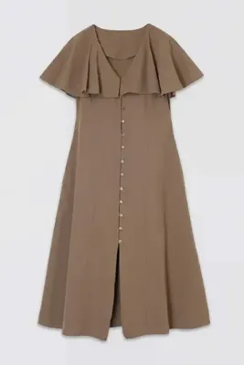 Drop by TrendyolMilla Haki V Yaka Volan Detaylı Düğmeli Elbise TDRSS26EL00081