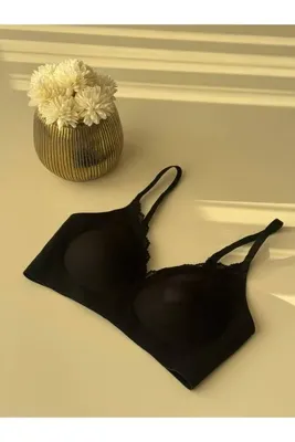 shine secret Siyah Dantel Detaylı Lazer Kesim Kaplı Sütyen