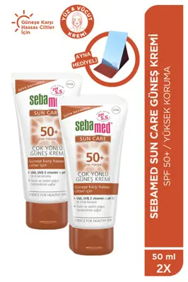 Sebamed Sun Care Spf 50+Üçlü Yüksek Koruma Güneş Kremi 50ML x 2 Adet – Ayna Hediyeli Set