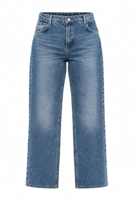 Trendyol Curve Mavi Yüksek Lastikli Bel Geniş Paça Wide Leg Jeans TBBAW27CJ00009