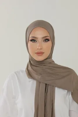 Beyzak Koyu Vizon Luxury Penye Şal - Kadın Tesettür Jersey Hijab Lycra Shawl