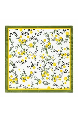 Wega Moda Limon Desenli Saten Fular 55x55 cm Kare Fular Bandana – Saç, Boyun ve Çanta Aksesuarı