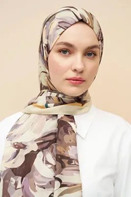 Madame Polo Sinder Desen İtalyan İpeği Şal - Sarı