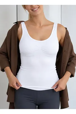 MİSTİRİK Bargemon Model Sıkılaştırıcı Ve Toparlayıcı Bluz Seamless Model Örmek Ürün Beyaz Renk