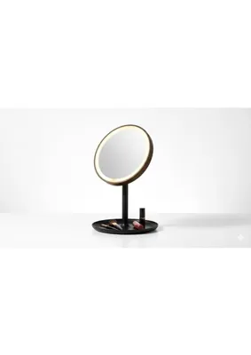 Str Store LED Işıklı Masaüstü Makyaj Aynası - Dokunmatik Sensörlü, Parlaklık Ayarlı ve Organizer Tabanlı Taşınabilir Kozmetik Aynası - USB Bağlantılı Profesyonel Bakım ve Makyaj Standı (Yuvarlak)