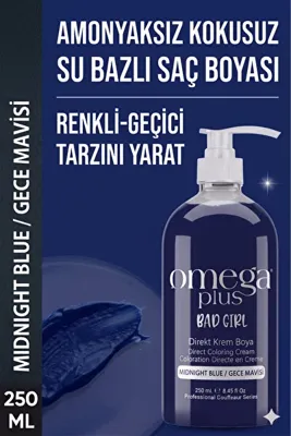 Omega Plus Bad Girl Gece Mavisi Geçici-renkli Amonyaksız Saç Boyası 250 ml