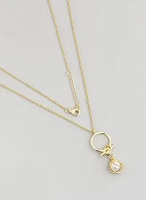 So Chic Saklı İnci 18 Ayar Sarı Altın Kaplama 45 Cm Gümüş Minimal Kolye