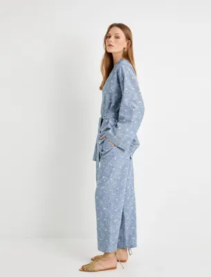 Koton Culotte Pantolon Beli Lastikli Cep Detaylı Çiçek İşlemeli