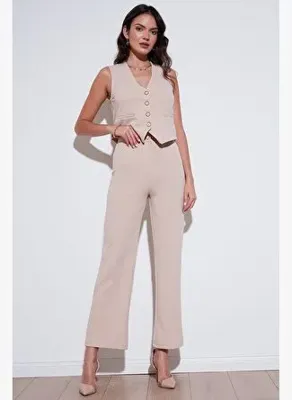 Lela Standart Fit Çimalı Yüksek Bel Düz Paça Pantolon Kadın PANTOLON 5865972