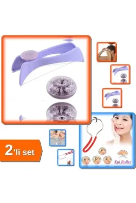 Hereveoyuncak Pratik Tüy Alıcı İpli Tüy Alma + Tüy Alıcı Yaylı Epilatör Face Yüz Yanak Kaş Bıyık - 2li Set G7M8J9
