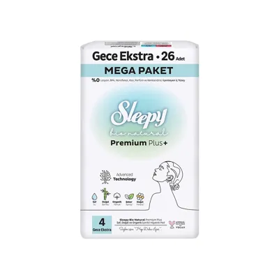 Sleepy Bio Natural Mega Gece Extra Hijyenik Ped 26'lı