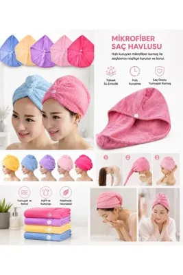 BE ACTİVE Sihirli Saç Kurutma Havlusu Saç Bonesi Türban Mikrofiber