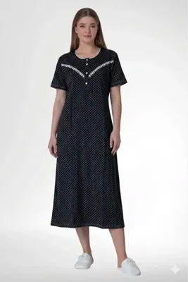 Alize Moda Kısa Kollu %100 Pamuklu Büyük Beden Kadın Gecelik