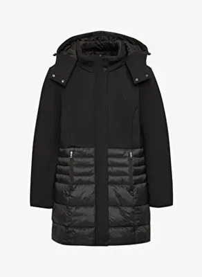 Skechers S242032-001 W Outerwear Padded Jack Siyah Kadın Kapüşon Yaka Mont