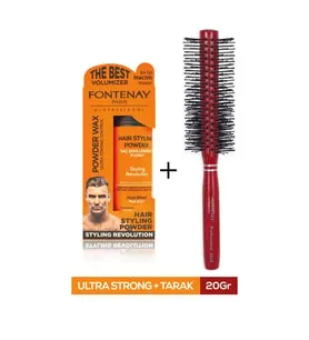 Fontenay Saç Şekillendirici Pudra Toz Wax Mat Effect Mavı 20gr + Profesyonel Saç Fırçası 1018  2'li Set