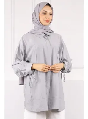 İmaj Butik Gri Kol Bağlamalı Tunik