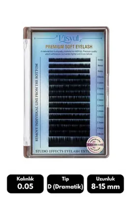 Misyul 0.05d dramatik kıvrım mix soft eyelash doğal i̇pek kirpik 8-15 mm 16'lı