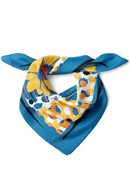 nehir eşarp Neon Bahar Çiçekleri Desen Fular Bandana 50x50 Cm