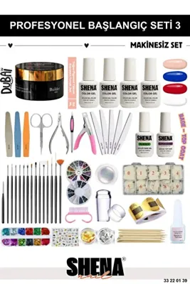 Shena Kalıcı Oje - Protez Tırnak Başlangıç Seti 3 (OJE - BUILDER JEL - BASE TOP COAT | AKSESUAR) ❤︎ Dubai