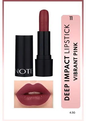 Note Cosmetics Deep Impact Lipstick Kremsi Dokulu Yarı Parlak Ruj 14 Warm Cherry - Kırmızı