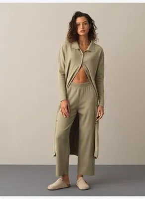 Xint Yeşil Oversize Triko Pantolon