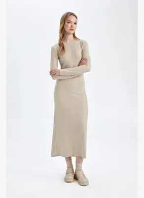 Defacto Bodycon Vücudu Saran Basıc Kaşkorse Maxi Elbise