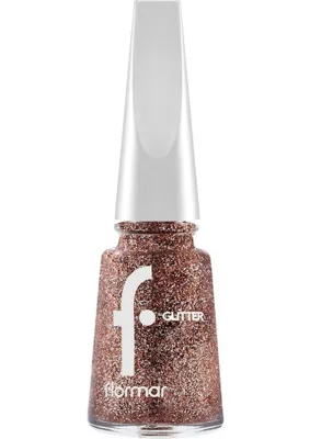 MUJGAN Flormar Yoğun Simli Şeffaf Oje - Glitter Nail Enamel - GL043 ROSEGOLD-8682536050005