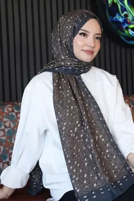 AFVENTE Geyik Desen Kahverengi Soft Pamuk Şal