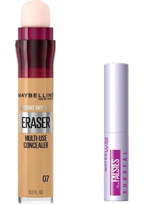 Maybelline New York Instant Anti Age Eraser Kapatıcı 07 Sand & Mini Falsies Surreal Maskara 4.7 ml Makyaj Seti
