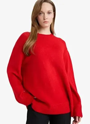 DeFacto Loose Fit Bisiklet Yaka Triko Kazak Tunik