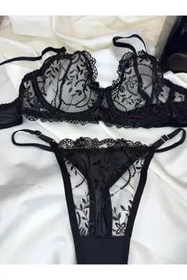 Butik Balenli Güpür İşleme Sütyen Takım