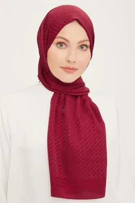 Armine Jakarlı Diamond Şal Zikzak 3095-3 Bordo