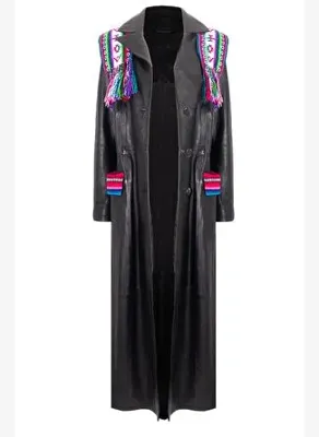 Bashaques Amantani Island Influenced %100 Leather Trenchcoat