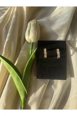 Lavinia Takı Tasarım Gold Glass Taşlı Küpe