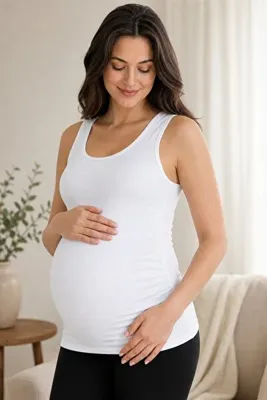 MS HAMİLE İÇ GİYİM Hamile Atlet Kalın Askılı Hg0039 Beyaz