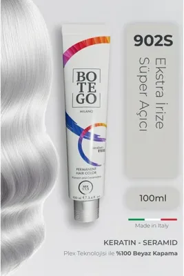 botegohair Profesyonel Krem Saç Boyası - 902 S Ekstra İrize Süper Açıcı 100 ml - Plex, Keratin, Seramid