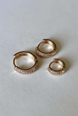 Ceren 3'lü Taşlı Halka Küpe Seti