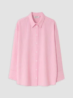 LCW Vision Çizgili Oversize Oxford Kadın Gömlek