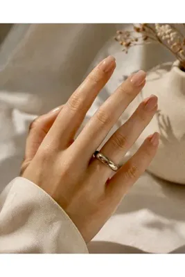 Lioren Jewelry Xuping Minimal Kalın Alyans Yüzük Kadın Bombeli Paslanmaz Çelik Şık Düz Yüzük GOLD RENK
